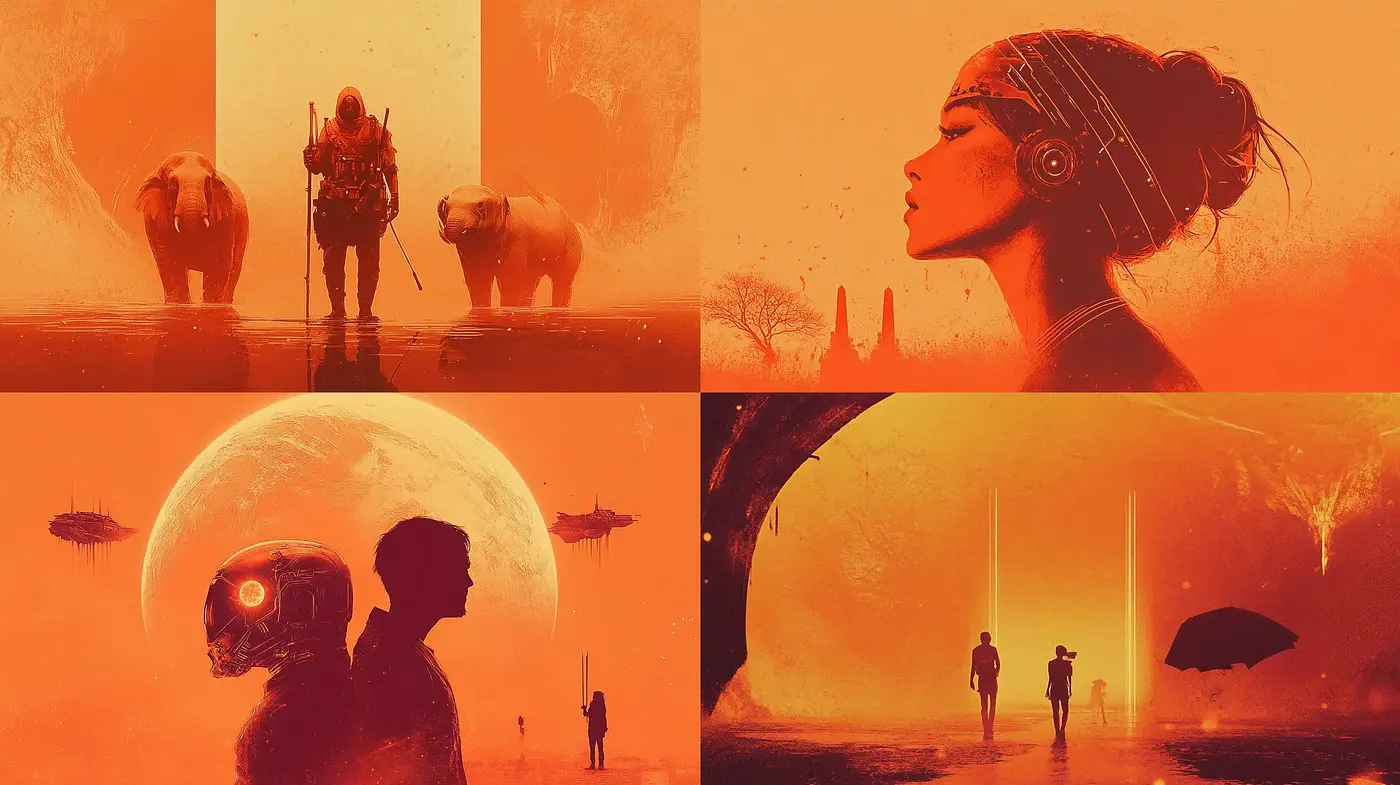 Ethereal Sci-Fi Sunset: A Luminous Homage to Retrofuturism - Midjourney sref style