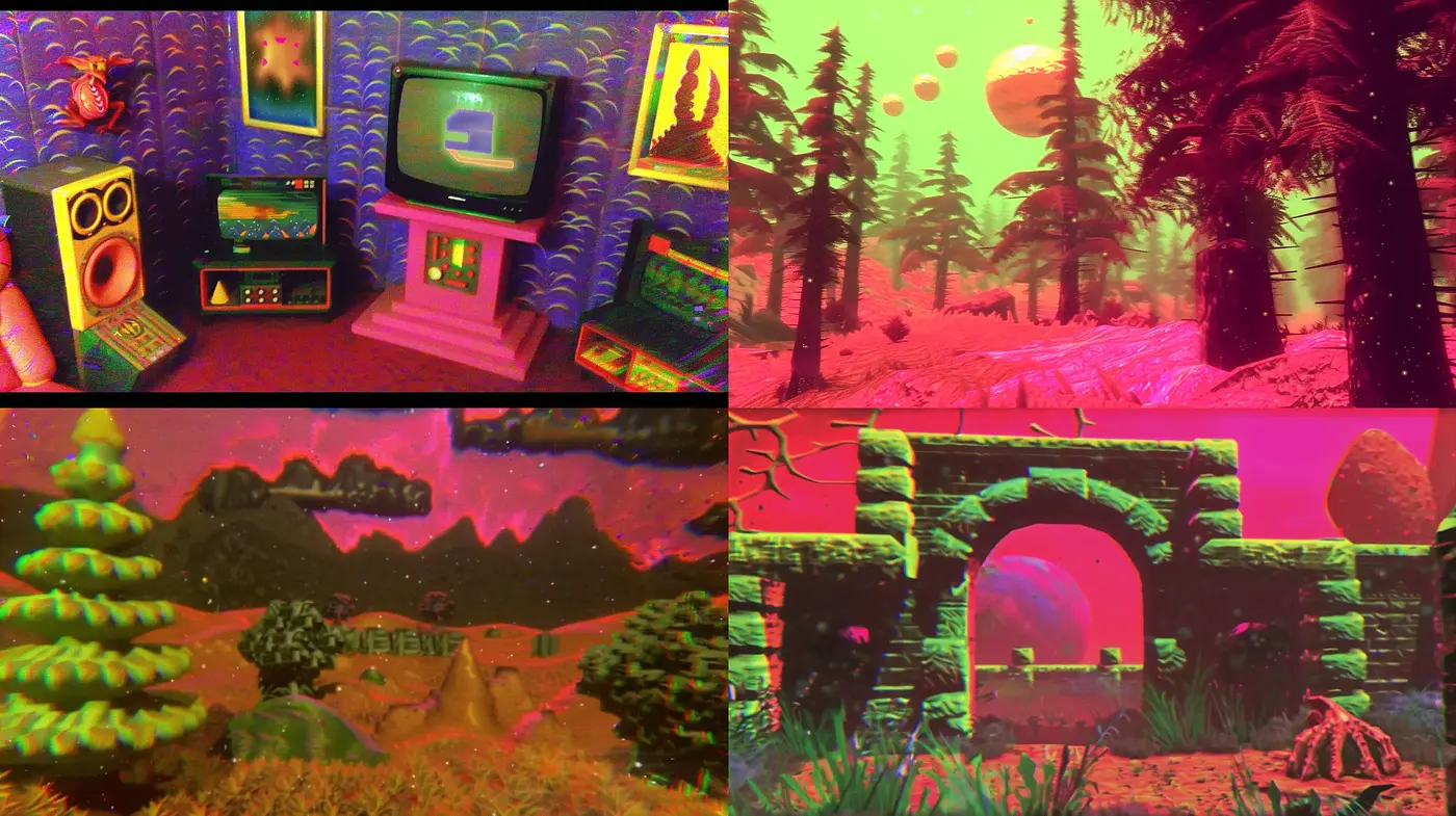 Surreal Retrofuturistic Ambiance with Vibrant Overtones - Midjourney sref style