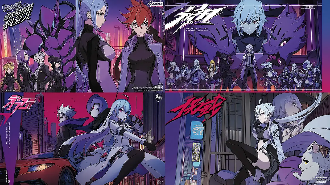 Dynamic and Futuristic Anime Style with Neon Aesthetics - Midjourney sref style