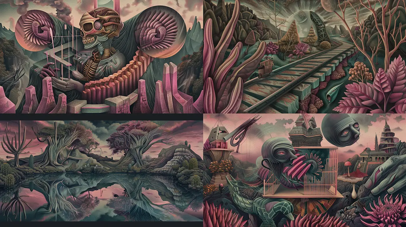 Surreal Dreamscapes with Muted Earth Tones and Ethereal Atmosphere - Midjourney sref style