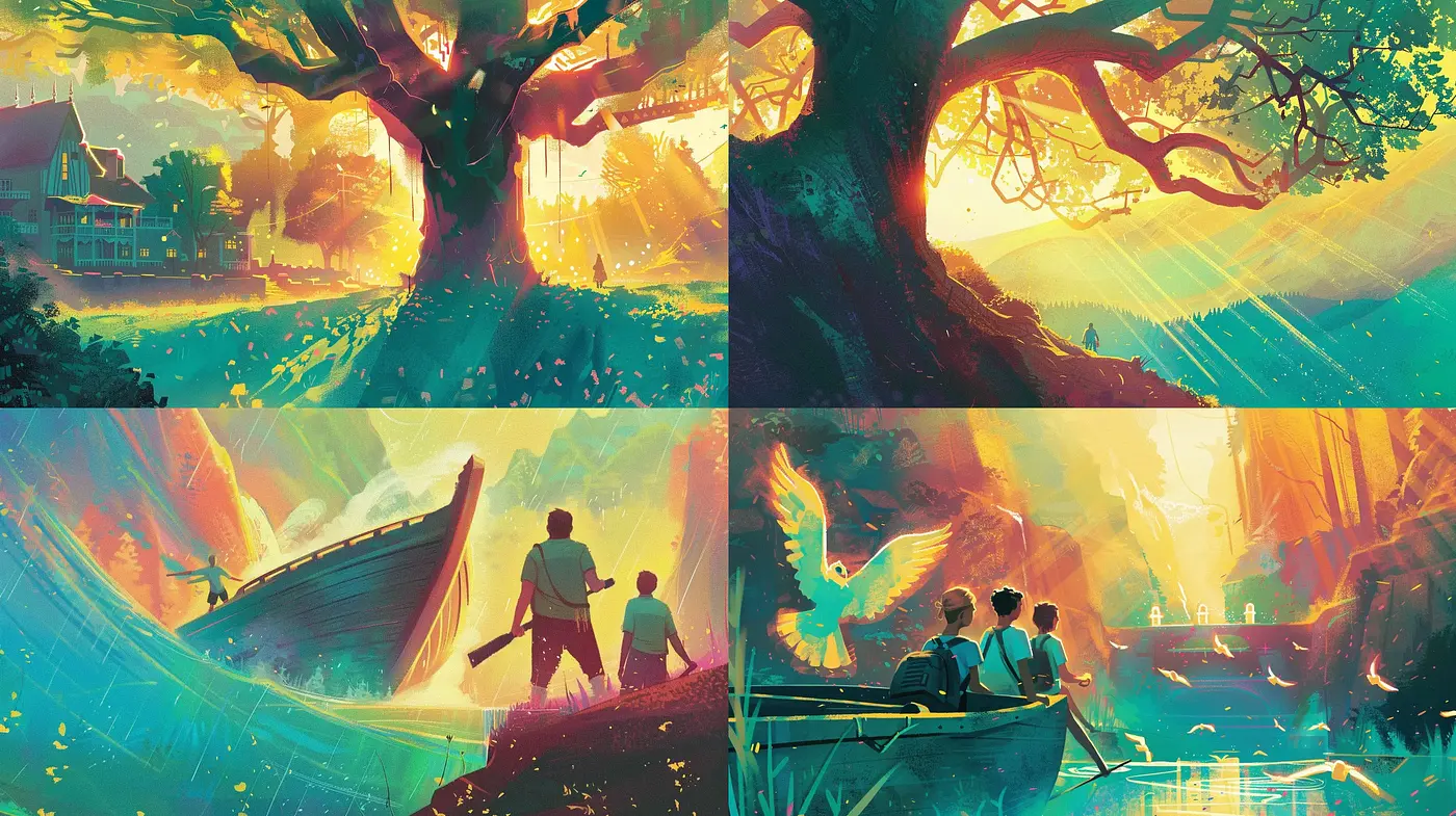 Luminous Arcadia: A Harmonious Blend of Dreamlike Environments and Radiant Colors - Midjourney sref style