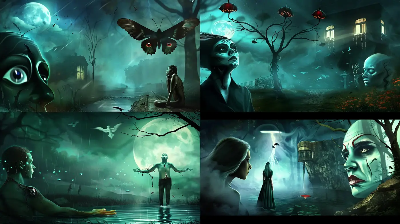 Ethereal Nocturnes of Surrealism and Melancholy - Midjourney sref style