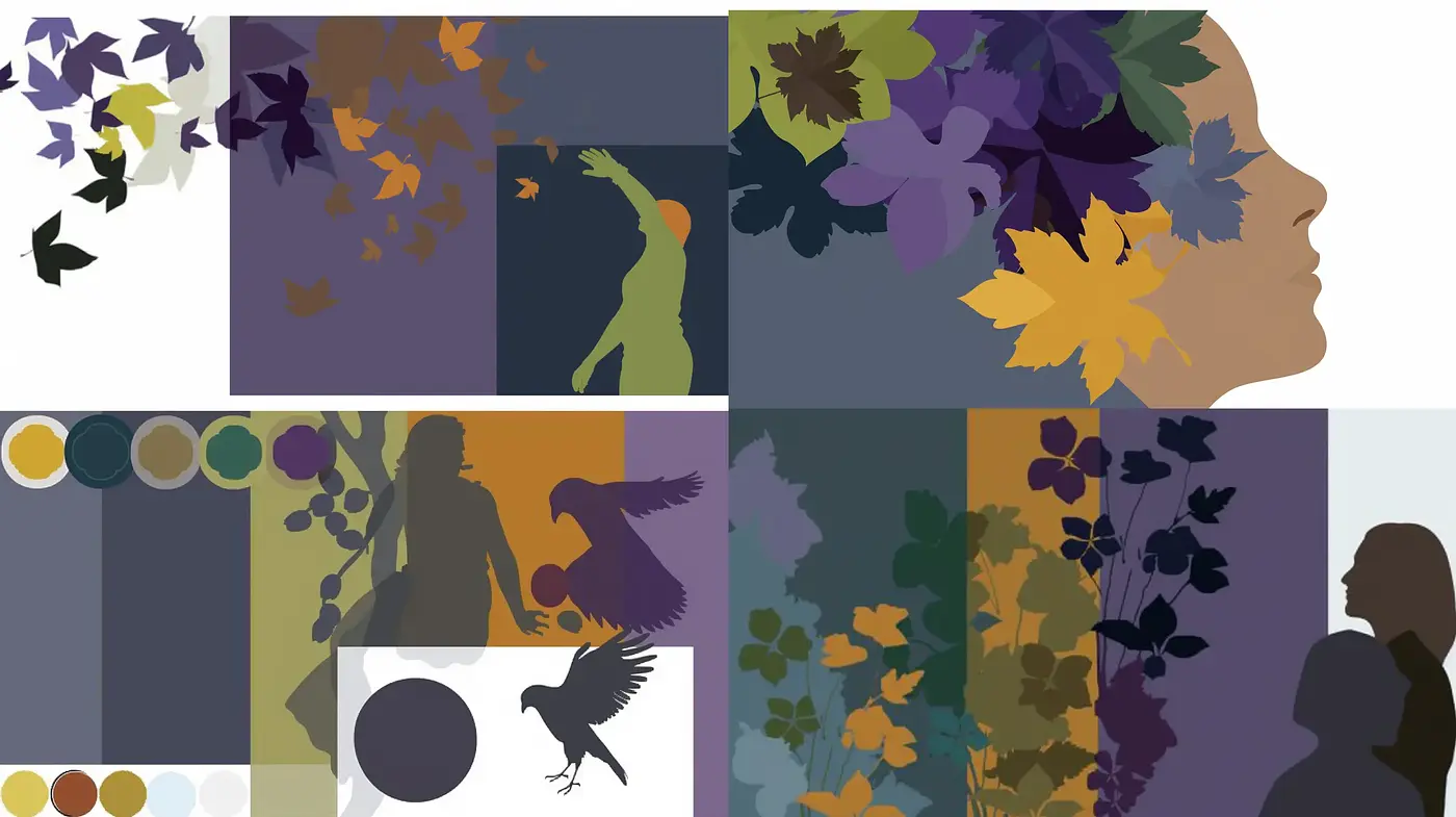 Seasonal Botanical Silhouettes in Muted Tones - Midjourney sref style