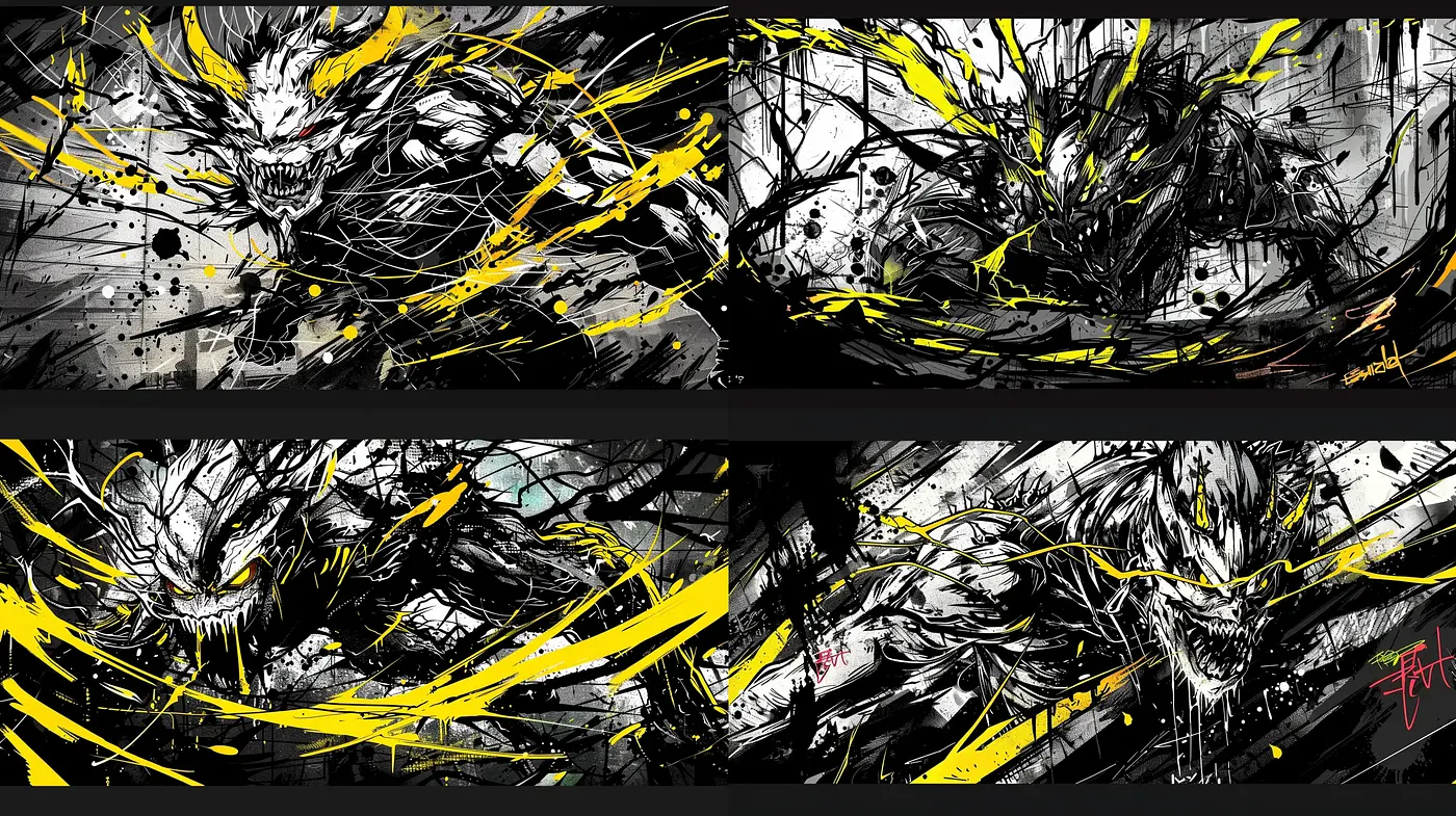 Dynamic Abstract Expressionism with Urban Graffiti Influence - Midjourney sref style