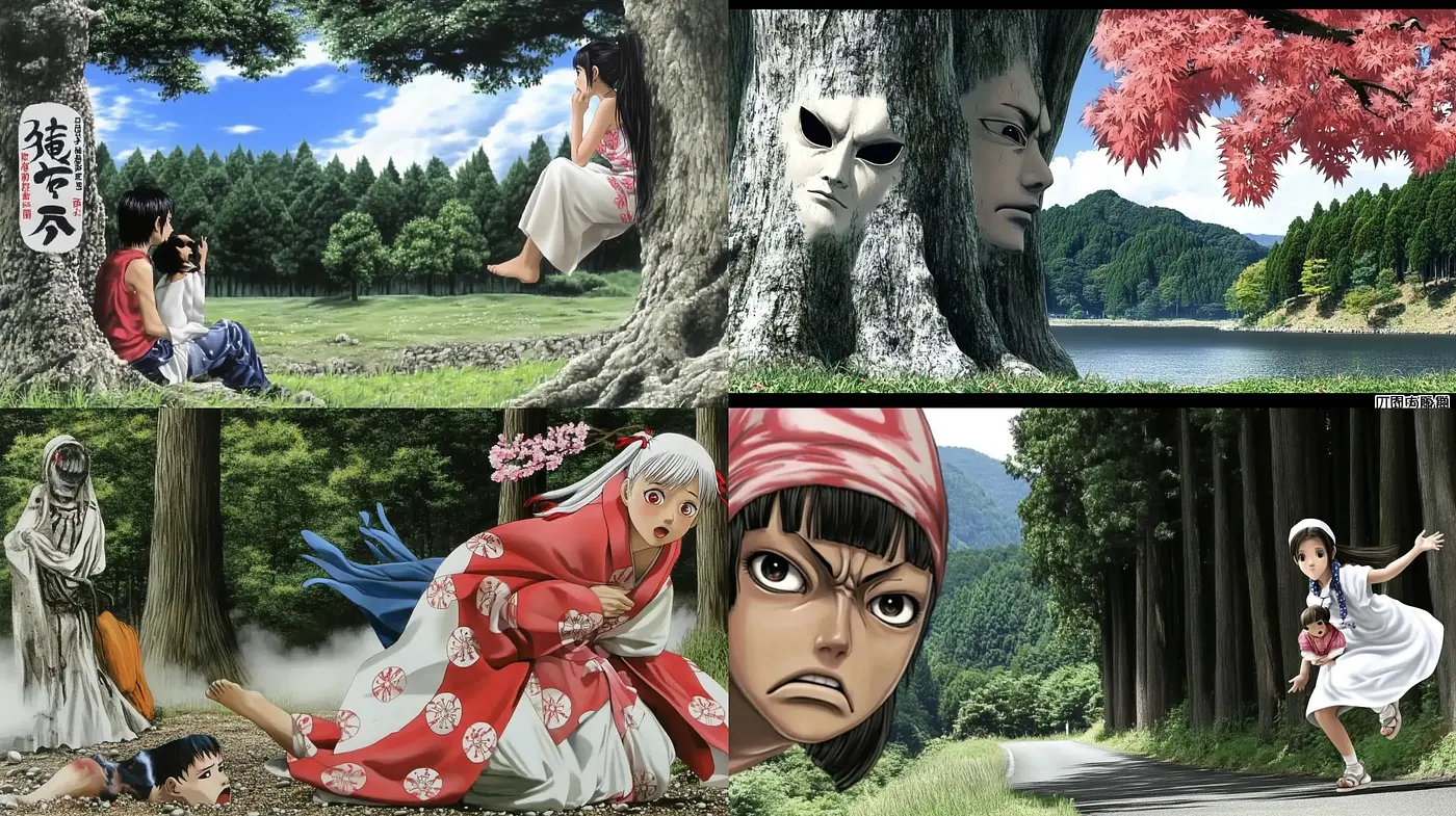 Ethereal and Surreal Expressions within a Japanese Anime-Inspired Landscape - Midjourney sref style