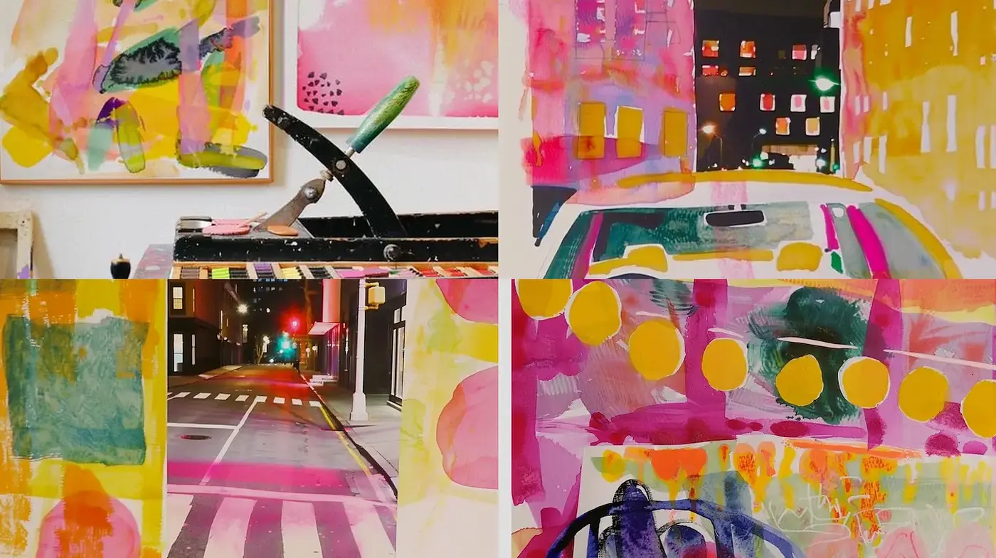 Vivid Abstract Urban Aesthetics with a Playful Touch - Midjourney sref style