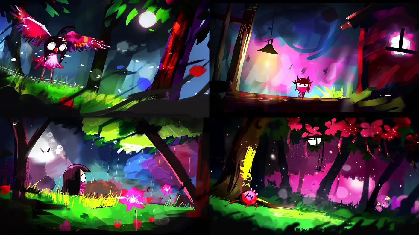 Luminous Fantasy Landscapes with Expressive Brushwork and Vivid Tones - Midjourney sref style