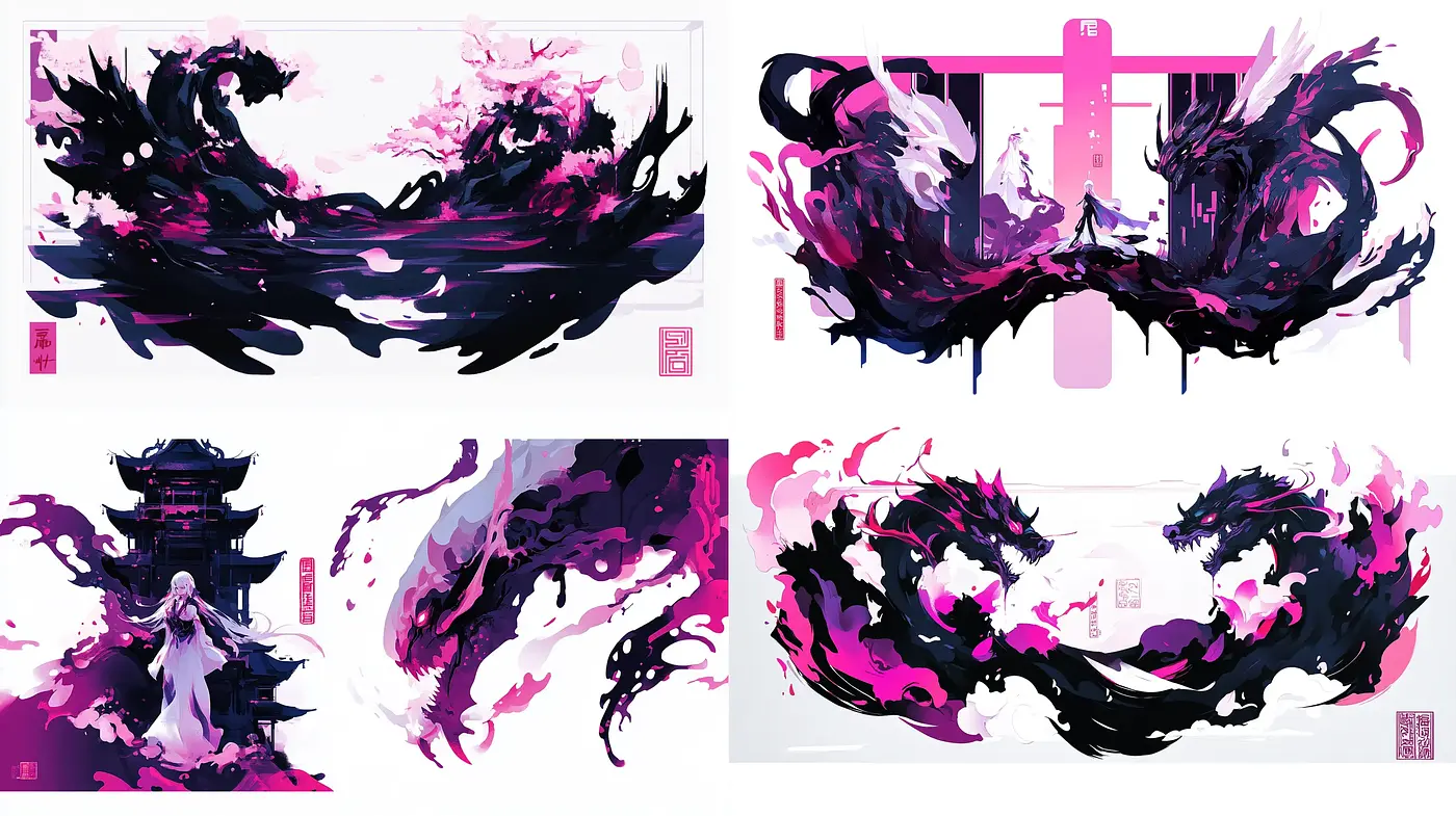 Ethereal Fluidity: A Vivid Dance of Ink and Color - Midjourney sref style