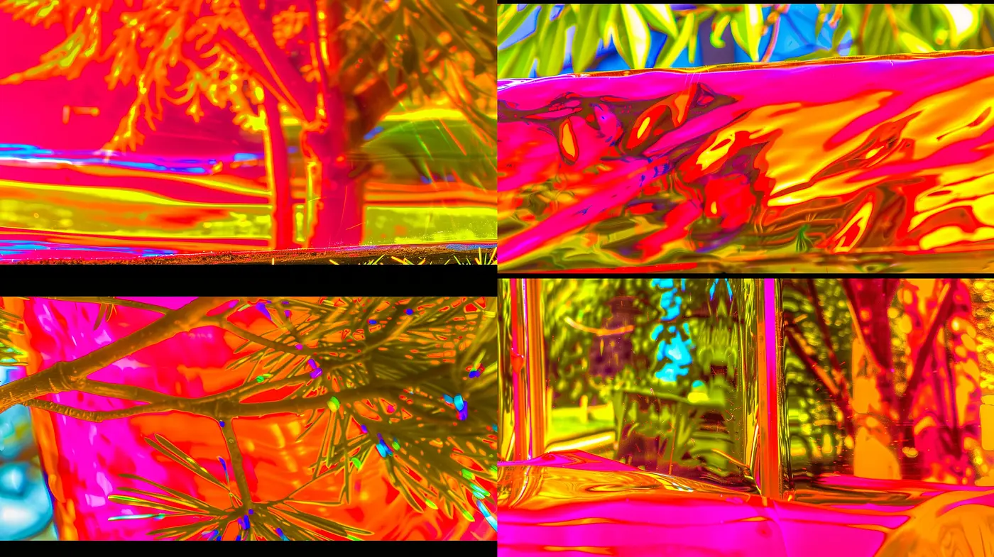 Radiant Arboreal Dreams: A Vibrant Dance of Color and Light in a Surreal Woodland - Midjourney sref style