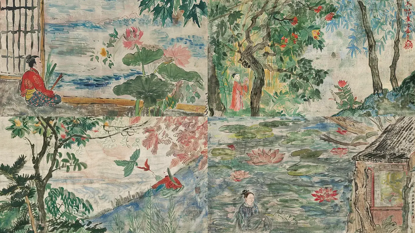 Tranquil Scenes of Natural Harmony with Asian Artistry Influence - Midjourney sref style
