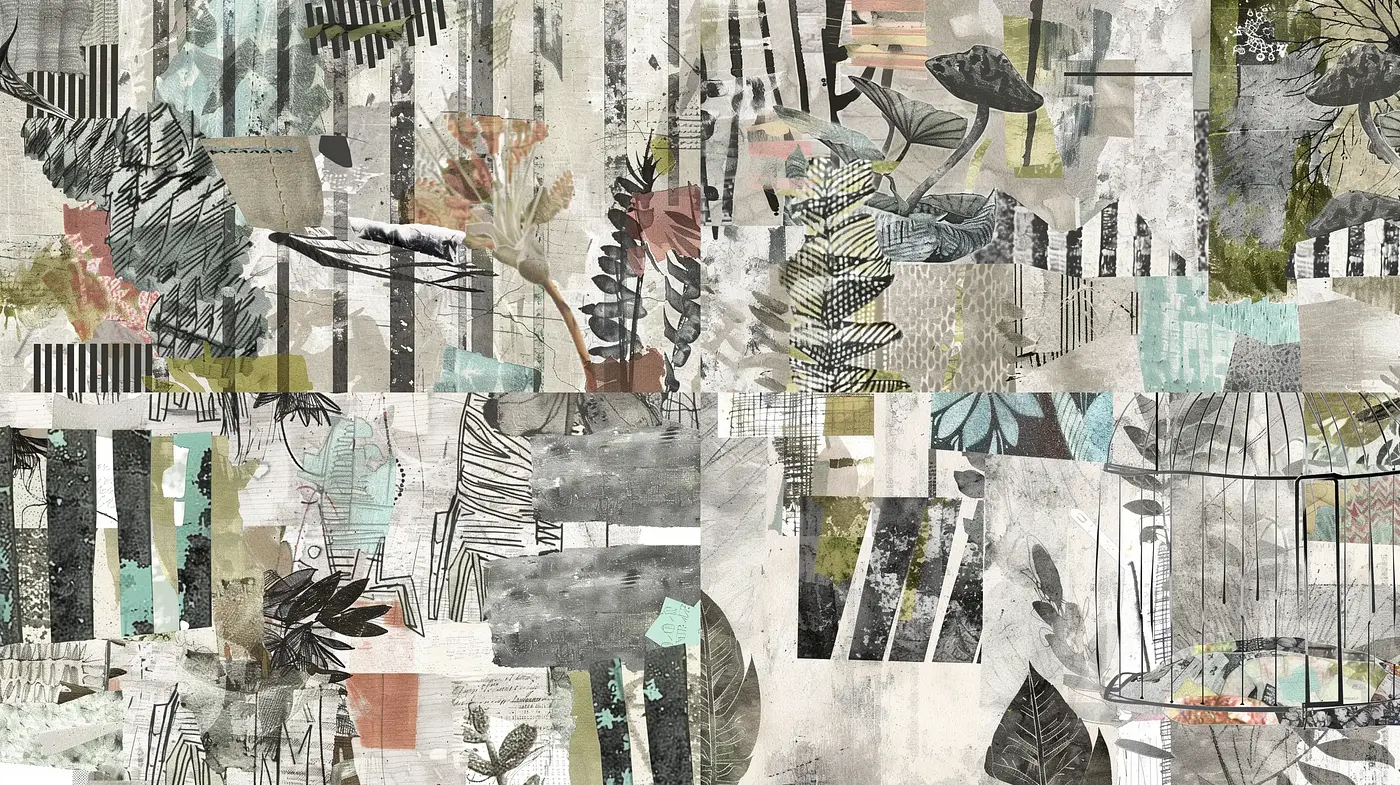 Abstract Tapestry of Monochrome and Verdant Hues - Midjourney sref style