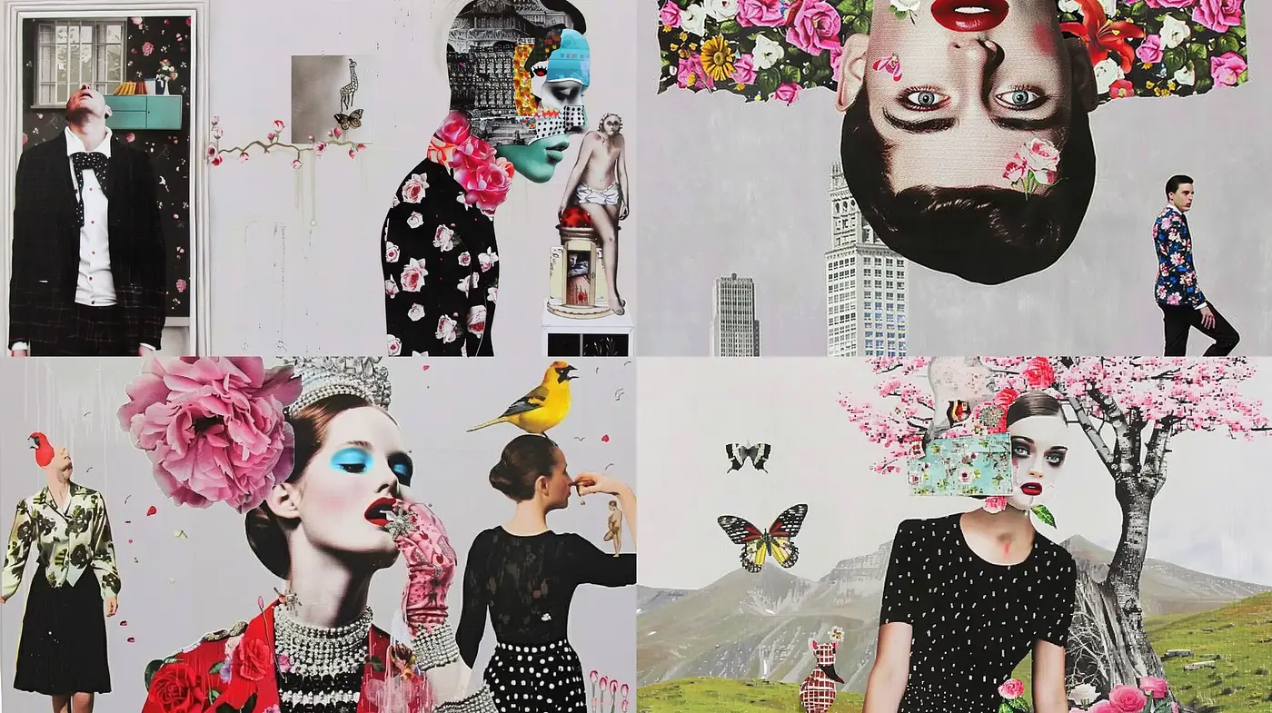 Eclectic Fusion of Surrealism and Pop Art with a Floral Pastel Undertone - Midjourney sref style