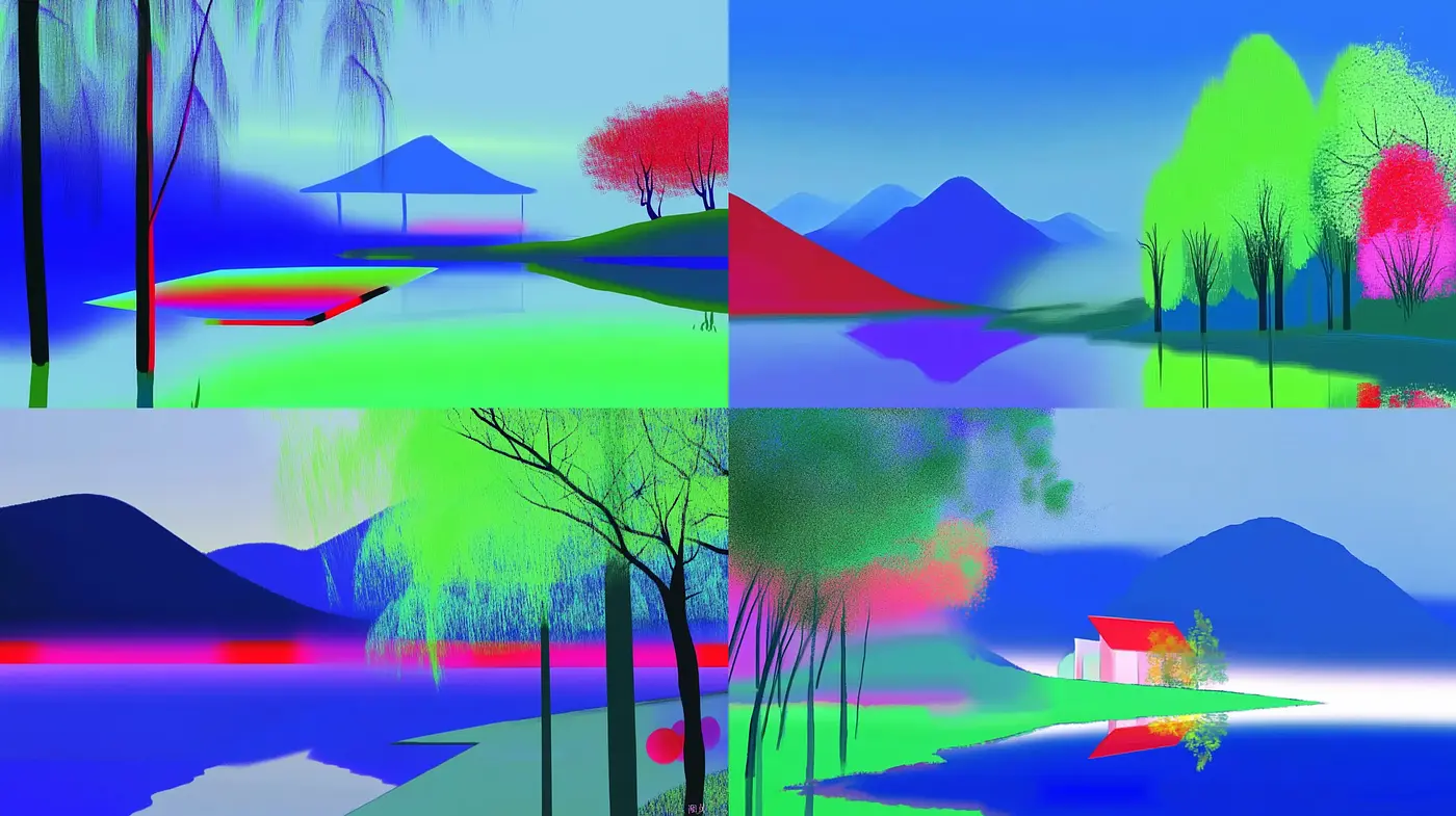 Luminescent Dreamscape: A Synthetic Fusion of Vibrant Serenity and Contemporary Abstraction - Midjourney sref style