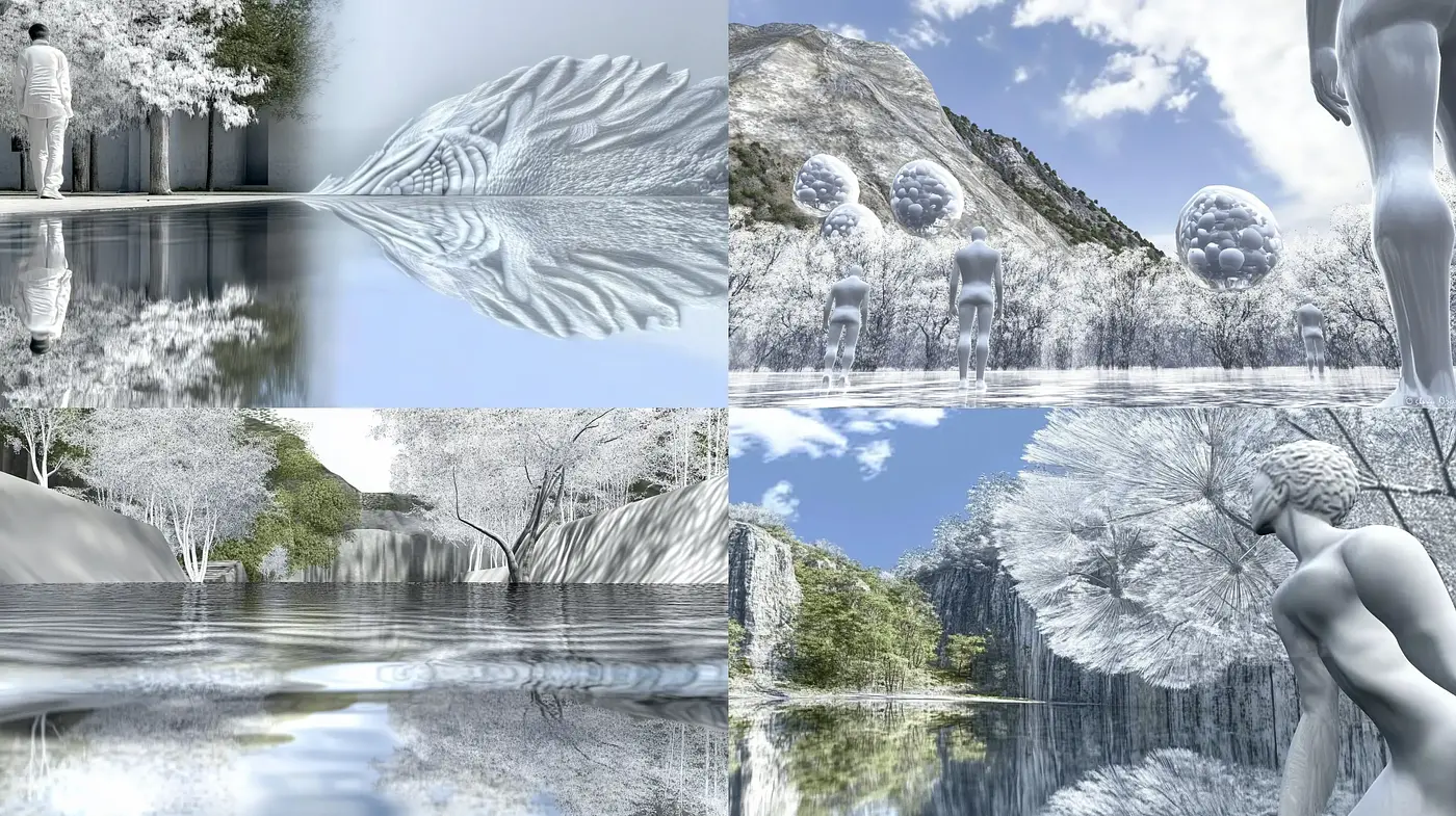Serene Monochromatic Vistas: An Exploration in Tonal Harmony and Textural Consistency - Midjourney sref style
