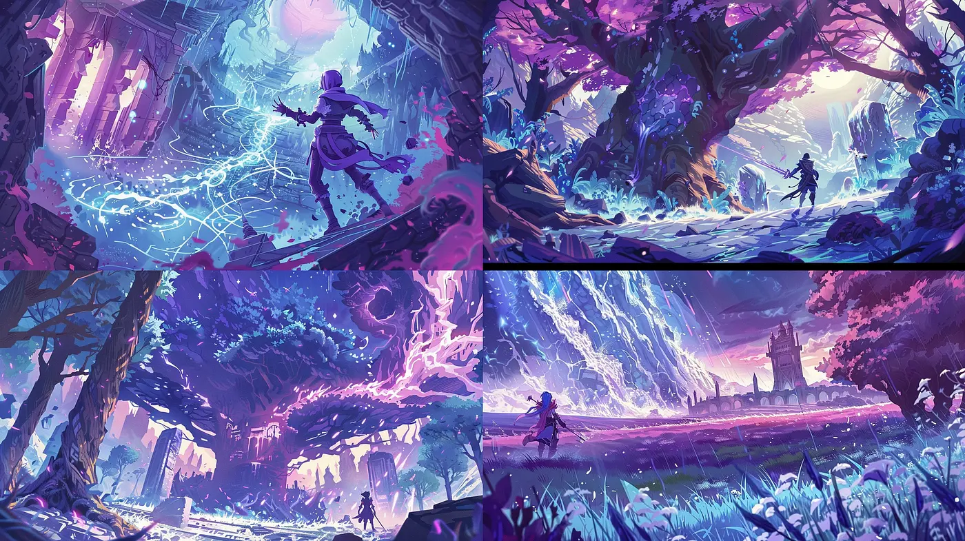 Ethereal Dreamscape Fusion in Vivid Fantasy Colors - Midjourney sref style