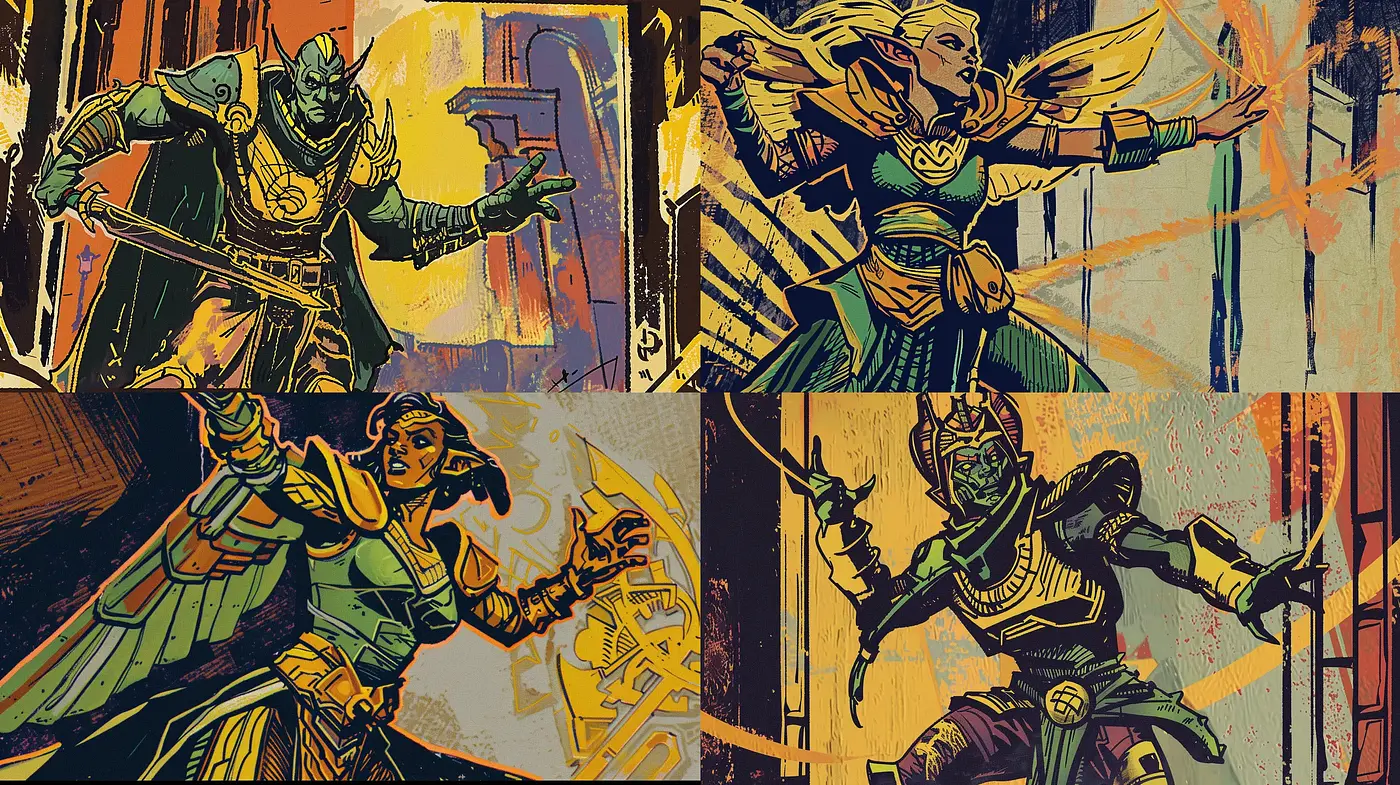 Stylized Comic Book Elegance with a Retro-Futuristic Edge - Midjourney sref style