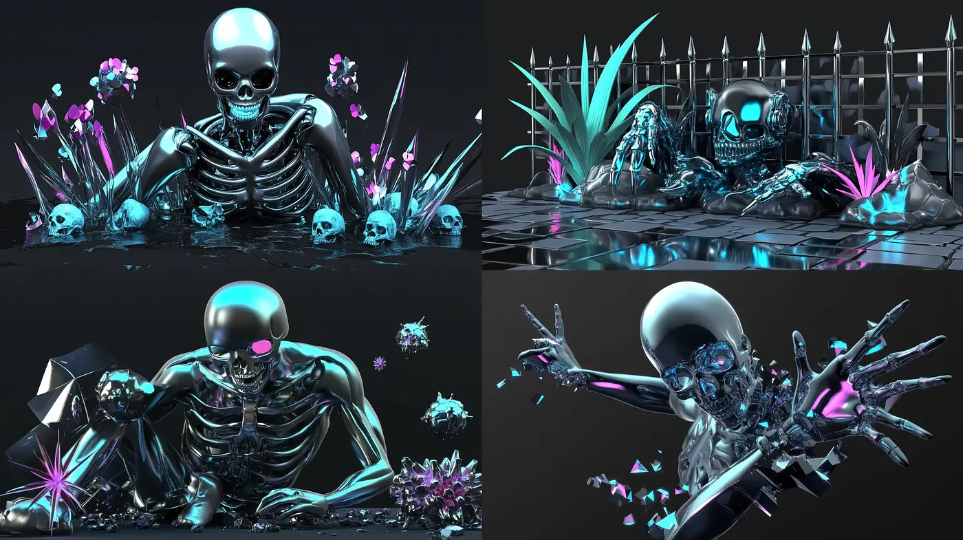 Neon Cyber-Gothic Fusion with Surrealist Overtones - Midjourney sref style