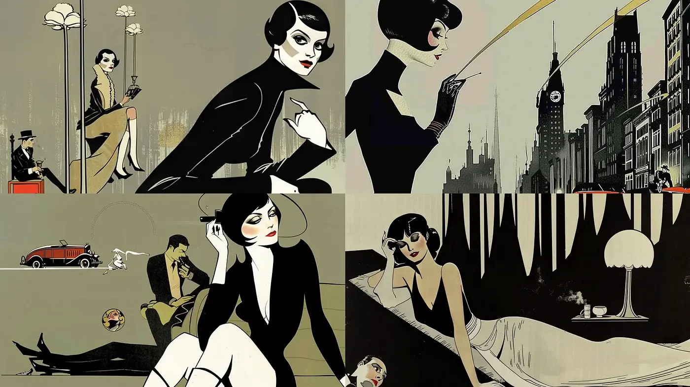 Retro Elegance with a Noir Twist - Midjourney sref style