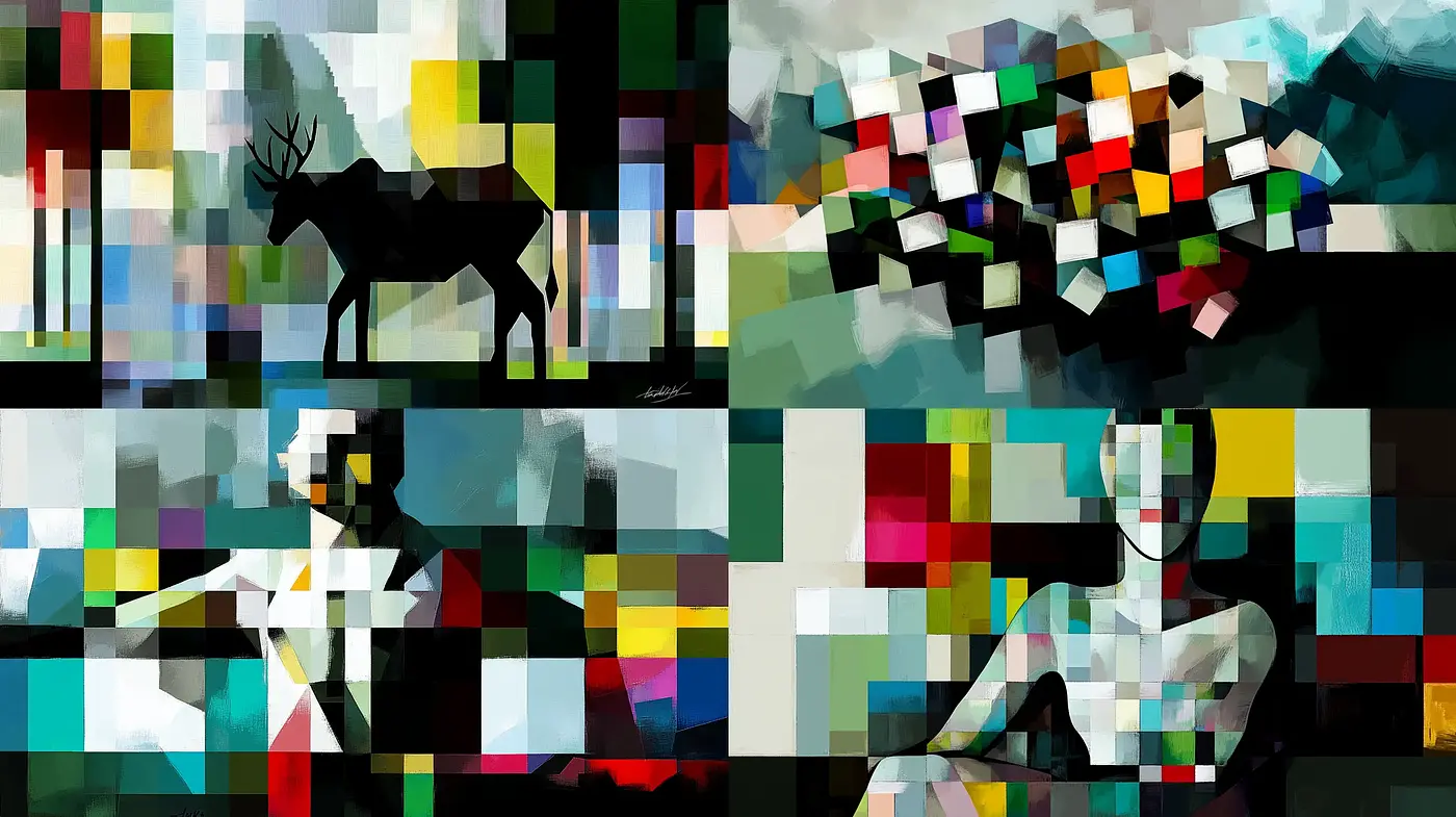 Contemporary Geometric Mosaic Visualization - Midjourney sref style