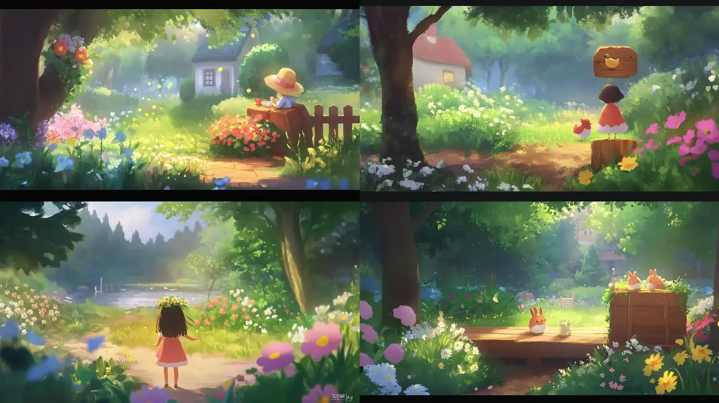 Enchanted Garden Serenity with a Soft Pastel Touch - Midjourney sref style