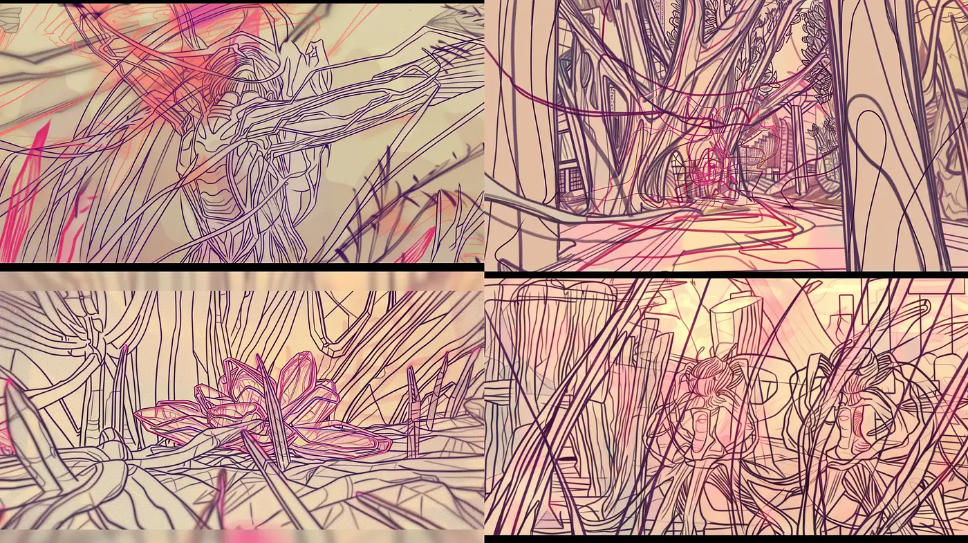Sketch-like Ethereal Dreamscape with Warm Sepia Undertones - Midjourney sref style