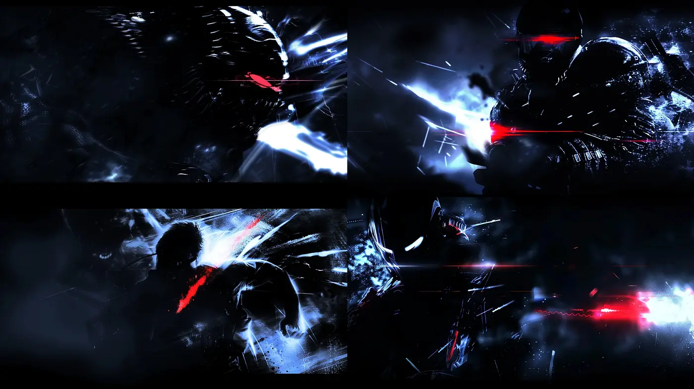 Nocturnal Energy - A Fusion of Neon Contrasts and Dynamic Shadows - Midjourney sref style