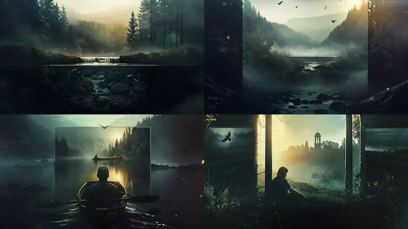 Ethereal Landscapes with a Dreamlike Quality and Dramatic Lighting - Midjourney sref style