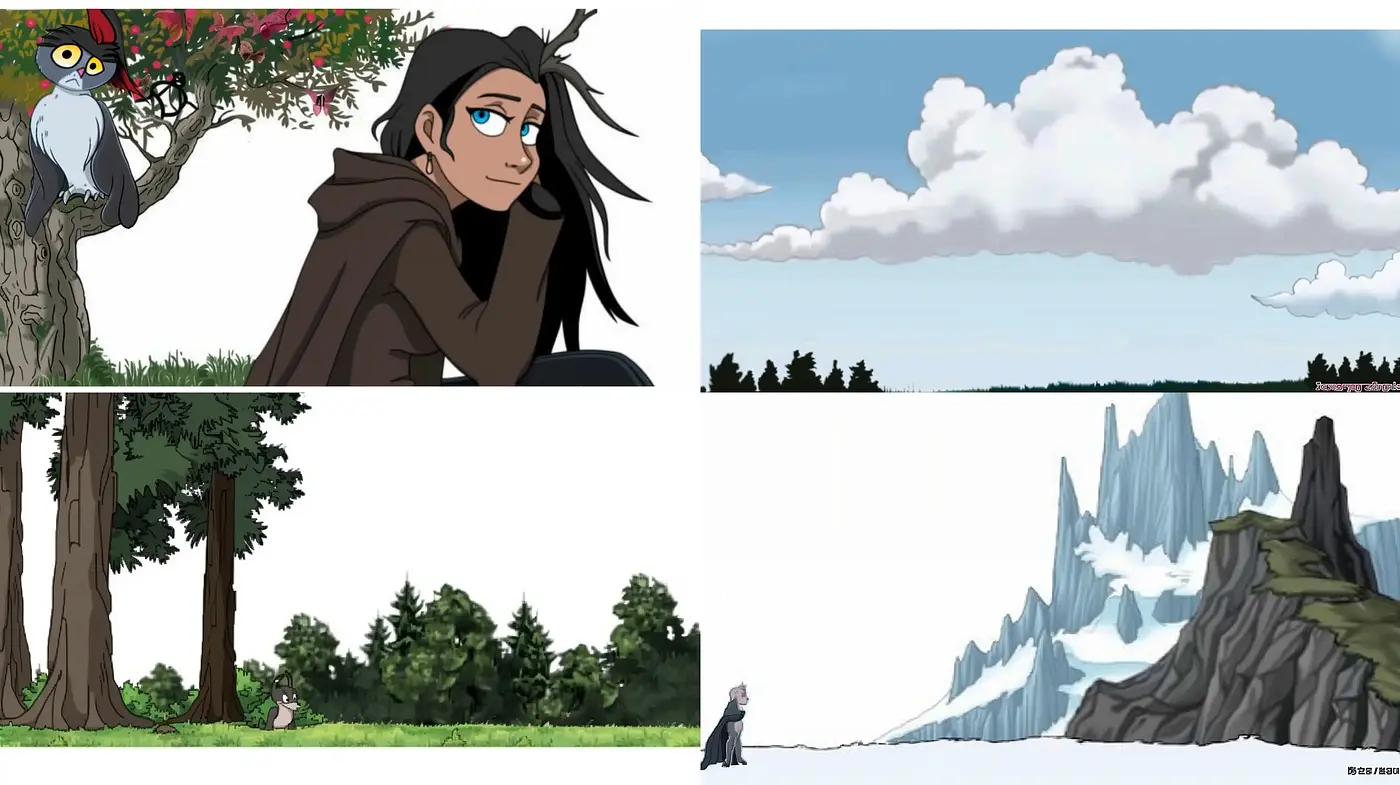Consistent Animated Nature Scenes with Serene Color Harmony - Midjourney sref style
