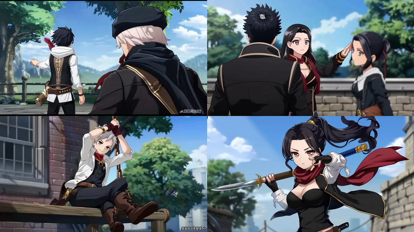 Vibrant Epochal Artistry in Anime Style with Dynamic Character Engagement - Midjourney sref style