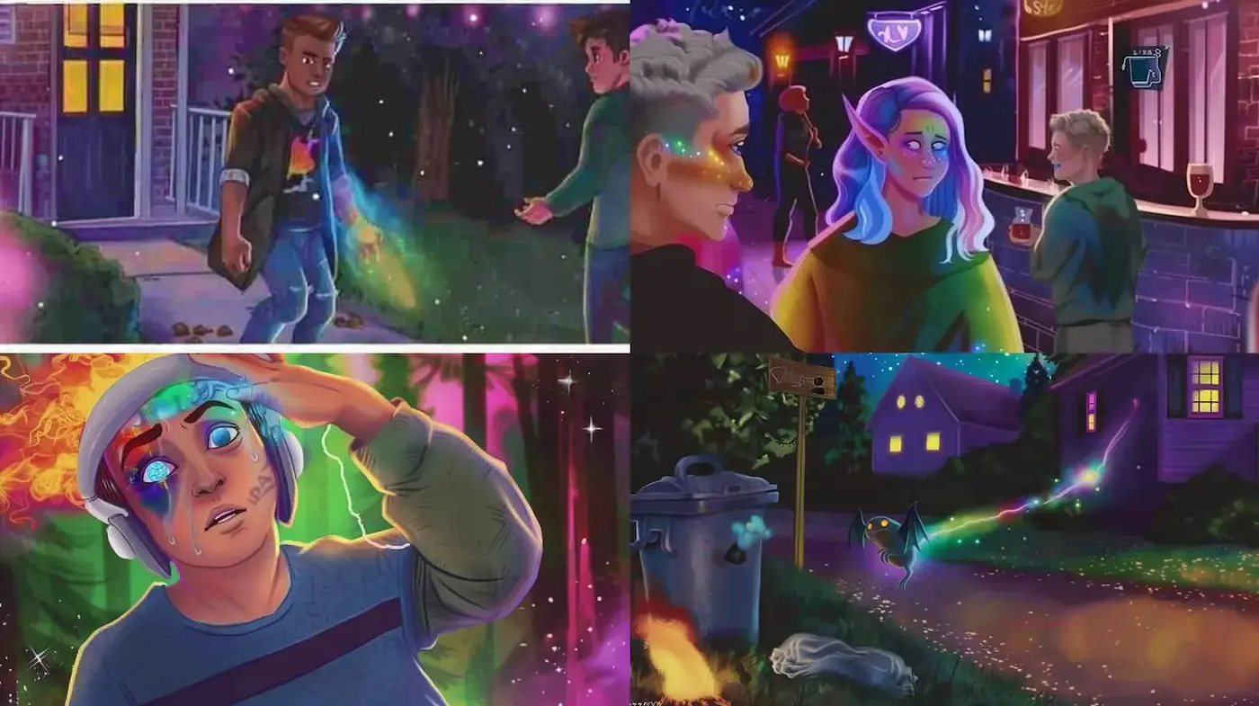 Vibrant and Mystical Illustrative Style with Elements of Fantasy and Adventure - Midjourney sref style