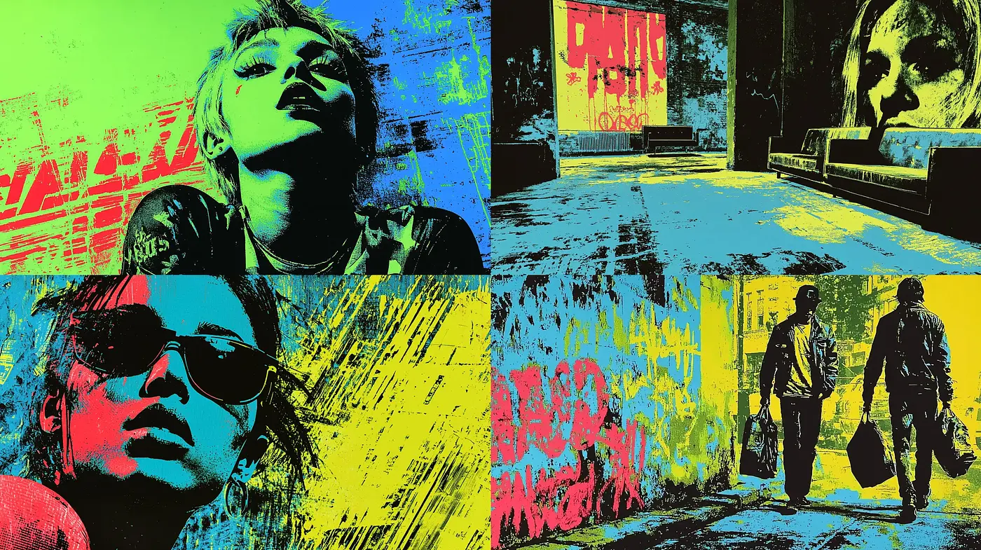 Urban Pop Art Explosion with Expressionist Overtones - Midjourney sref style