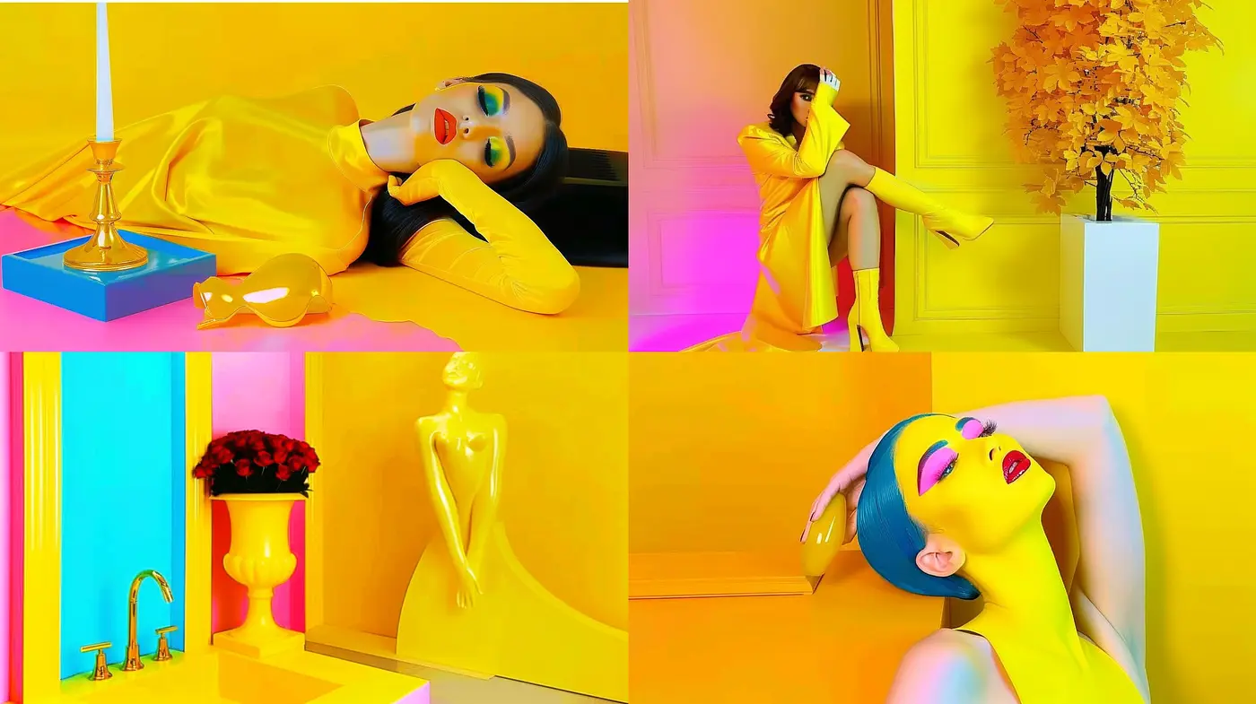 Saturated Dreamscapes with Bold Contrast and Surrealist Elements - Midjourney sref style