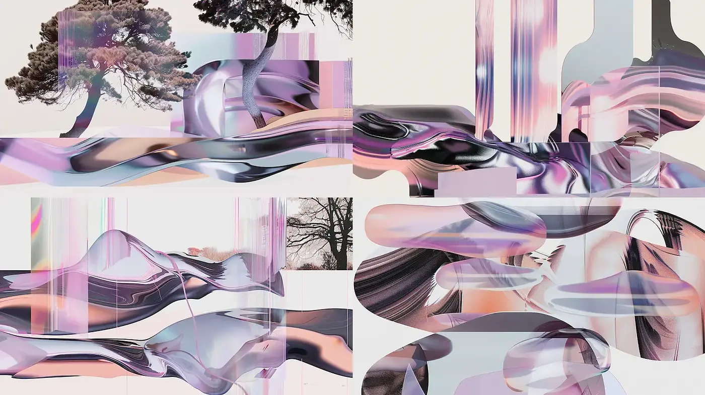 Dynamic Fluidity with Ethereal Elements in a Surreal Landscape - Midjourney sref style