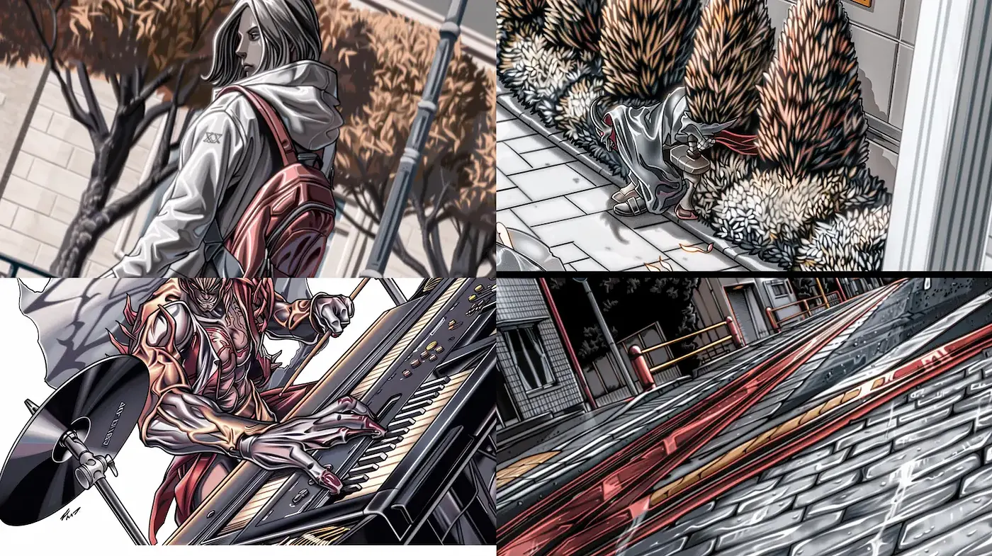 Dynamic Urban Scenes with a Bold, Graphic Style - Midjourney sref style