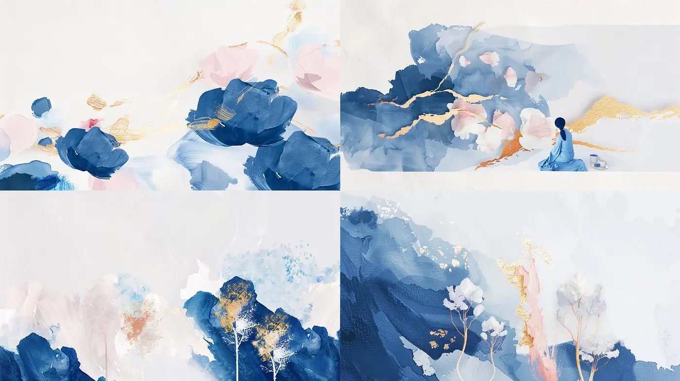 Ethereal Inkscapes and Fluid Textures: A Study in Contemporary Abstract Expressionism and Pastel Intonations - Midjourney sref style