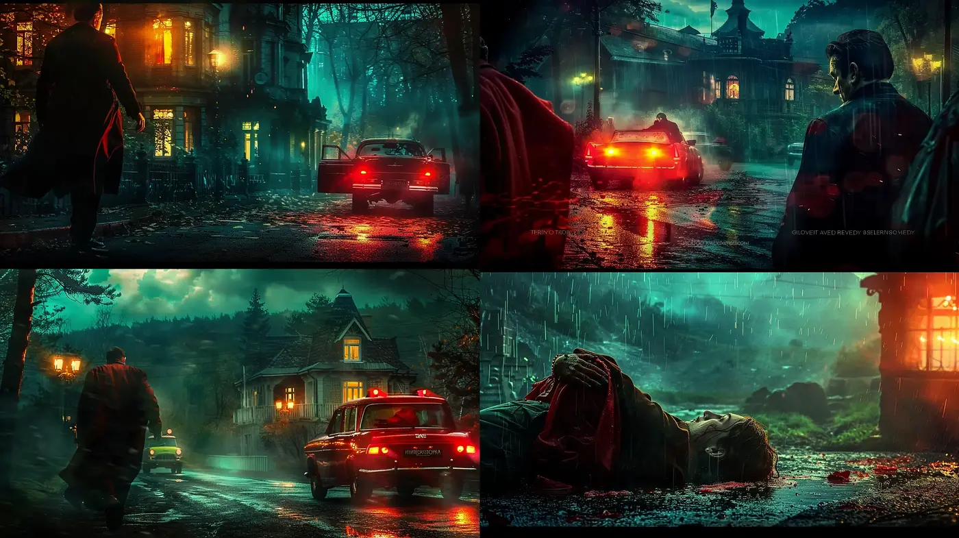 Eerie Nocturne: A Cinematic Fusion of Neo-Noir and Gothic Elements - Midjourney sref style