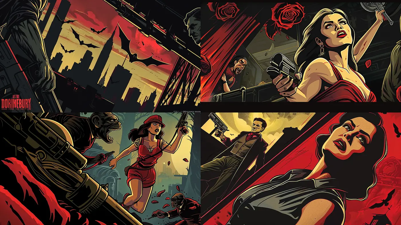 Noir-Inspired Graphic Expressionism with a Cinematic Twist - Midjourney sref style