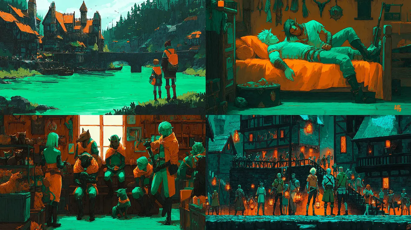 Cinematic and vibrant fantasy world with a whimsical atmosphere - Midjourney sref style