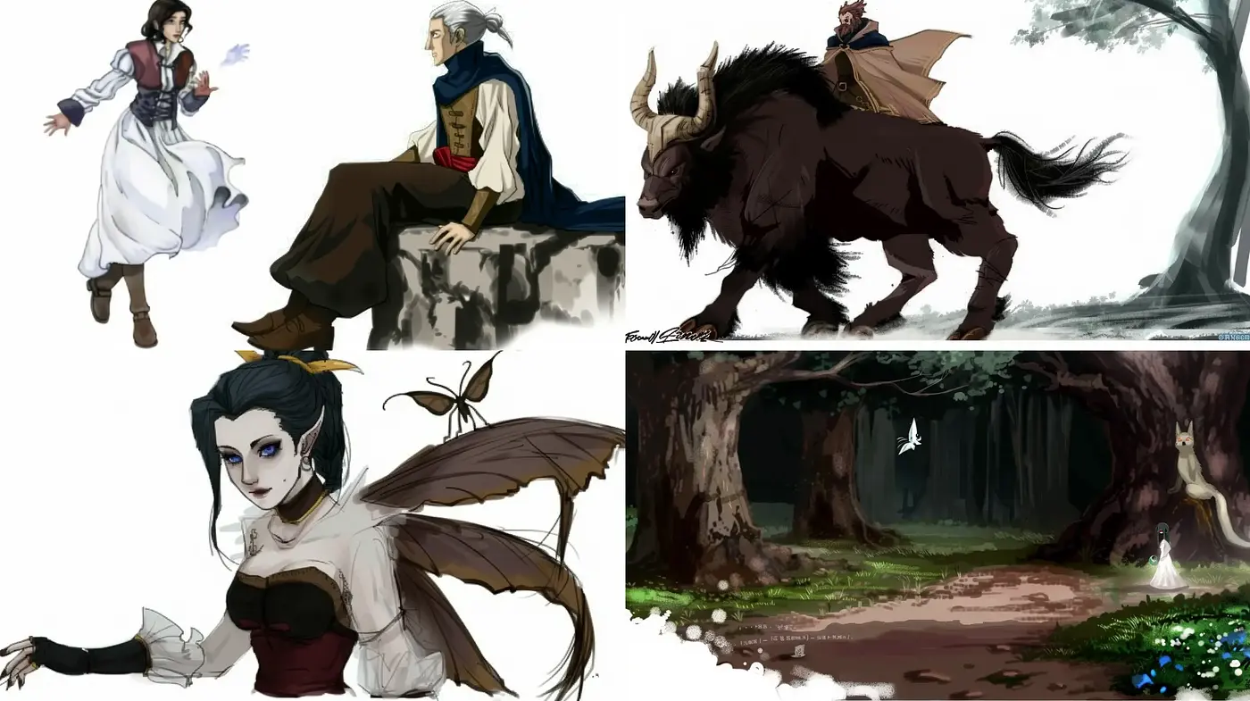 Enigmatic Fantasia with a Whimsical Brushstroke - Midjourney sref style