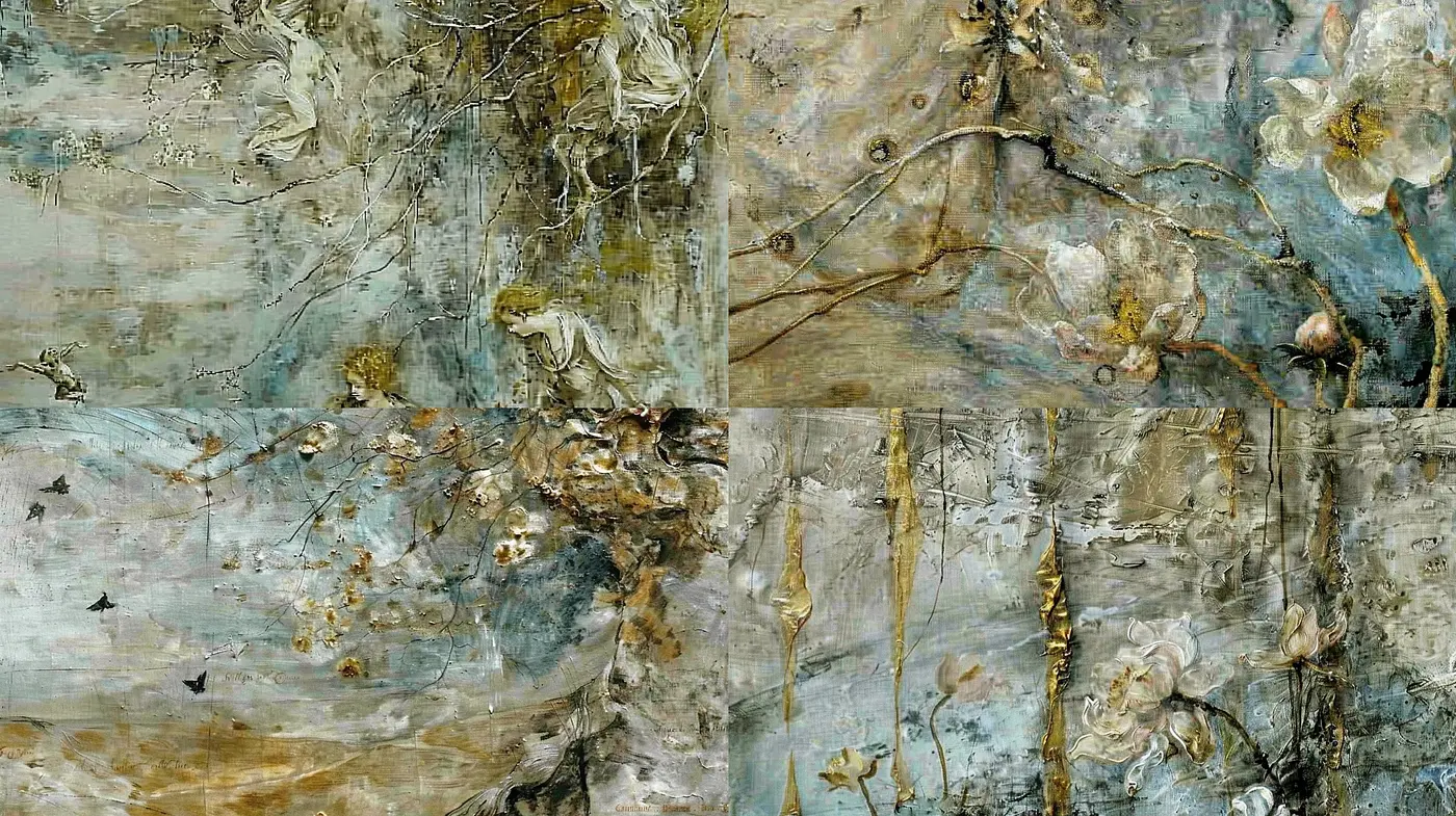 Ethereal Brushstrokes in Muted Tonal Harmony: A Consistent Artistic Expression Across Diverse Visual Narratives - Midjourney sref style