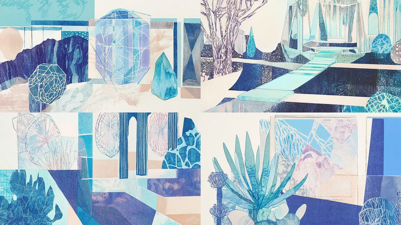 Geometric Botanical Rhapsody in Pastel Hues - Midjourney sref style