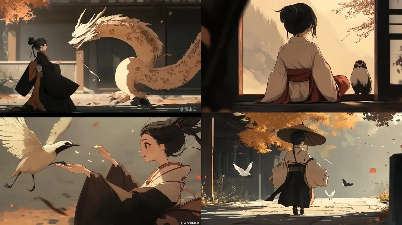 Ethereal Autumn: A Harmonious Fusion of Anime Elegance and Nature's Tranquility - Midjourney sref style