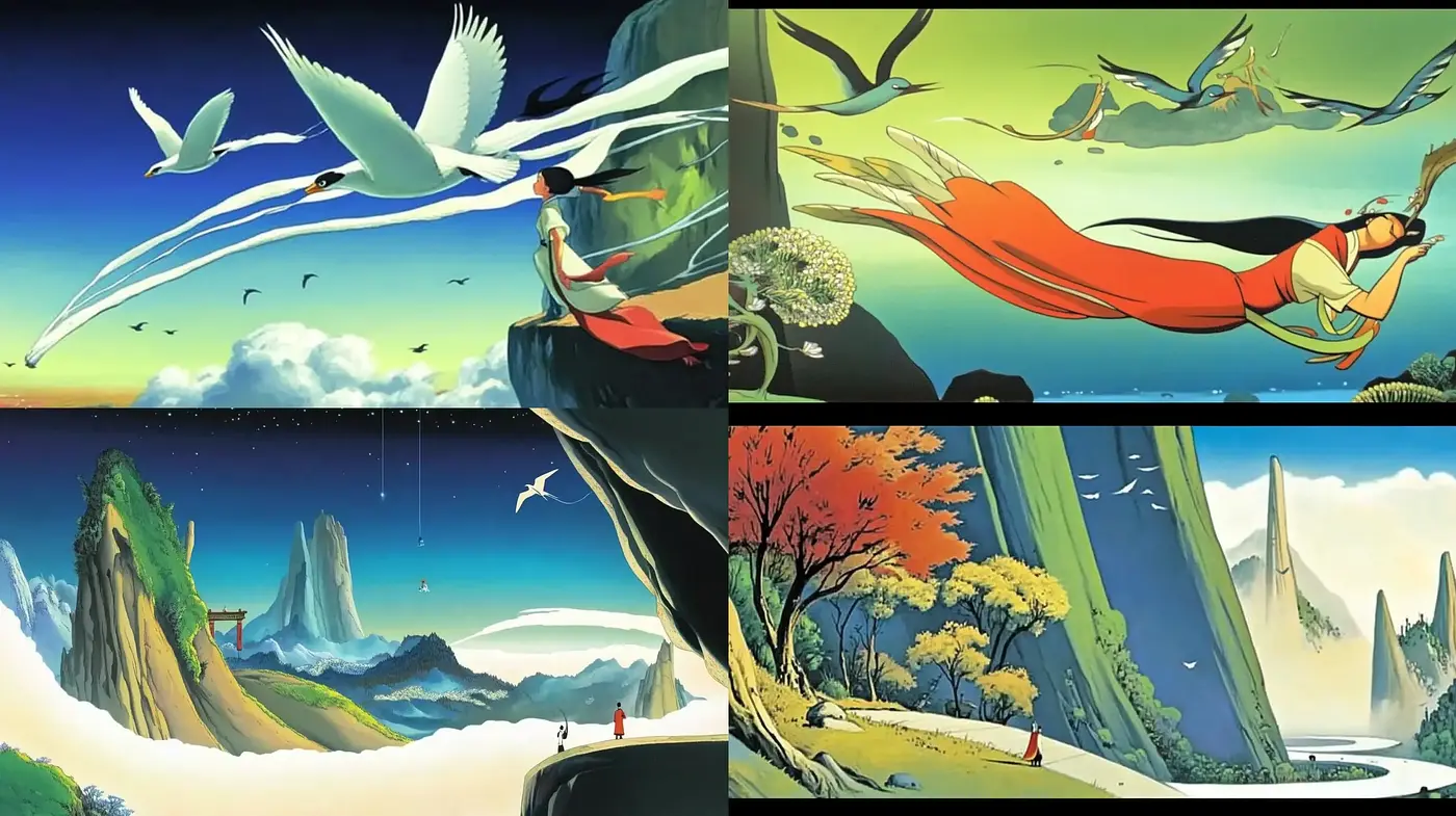 Ethereal Nature Landscapes in Serene Animated Style - Midjourney sref style