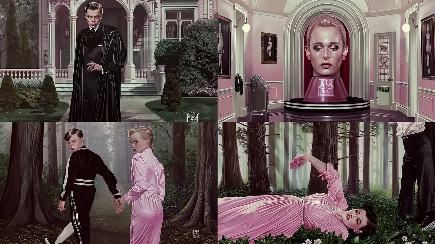Stylized and Surreal Interpretations Influenced by Classic Cinema Aesthetics - Midjourney sref style