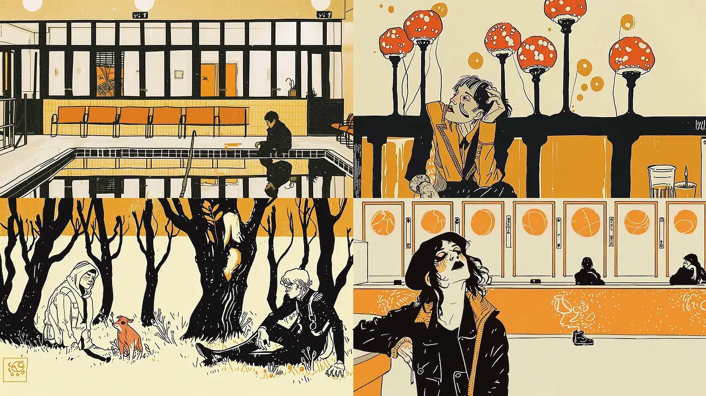 Charming Illustrations with a Vintage Touch and Surreal Elements - Midjourney sref style
