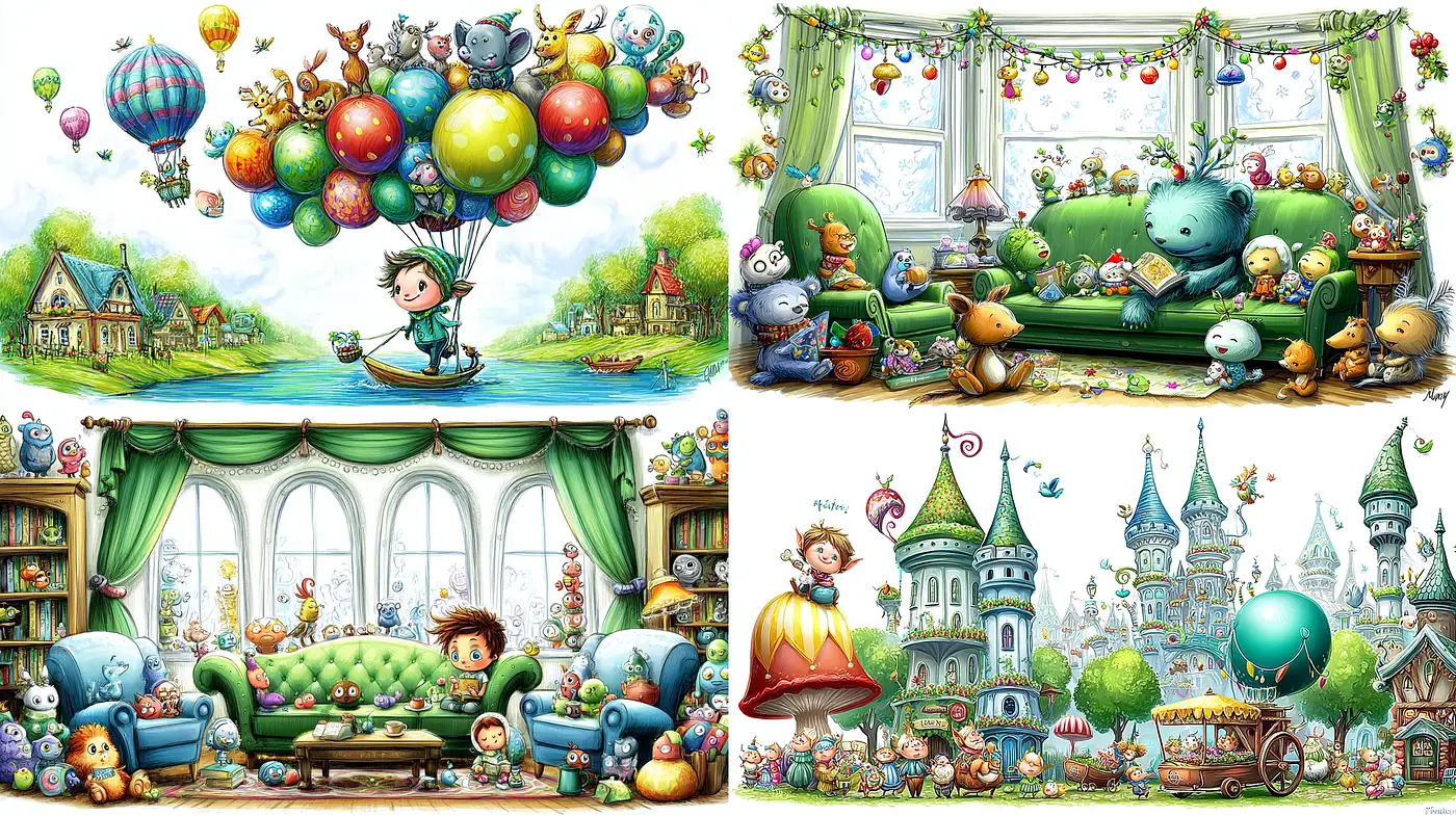 Whimsical and Playful Illustrations with a Touch of Nostalgia - Midjourney sref style