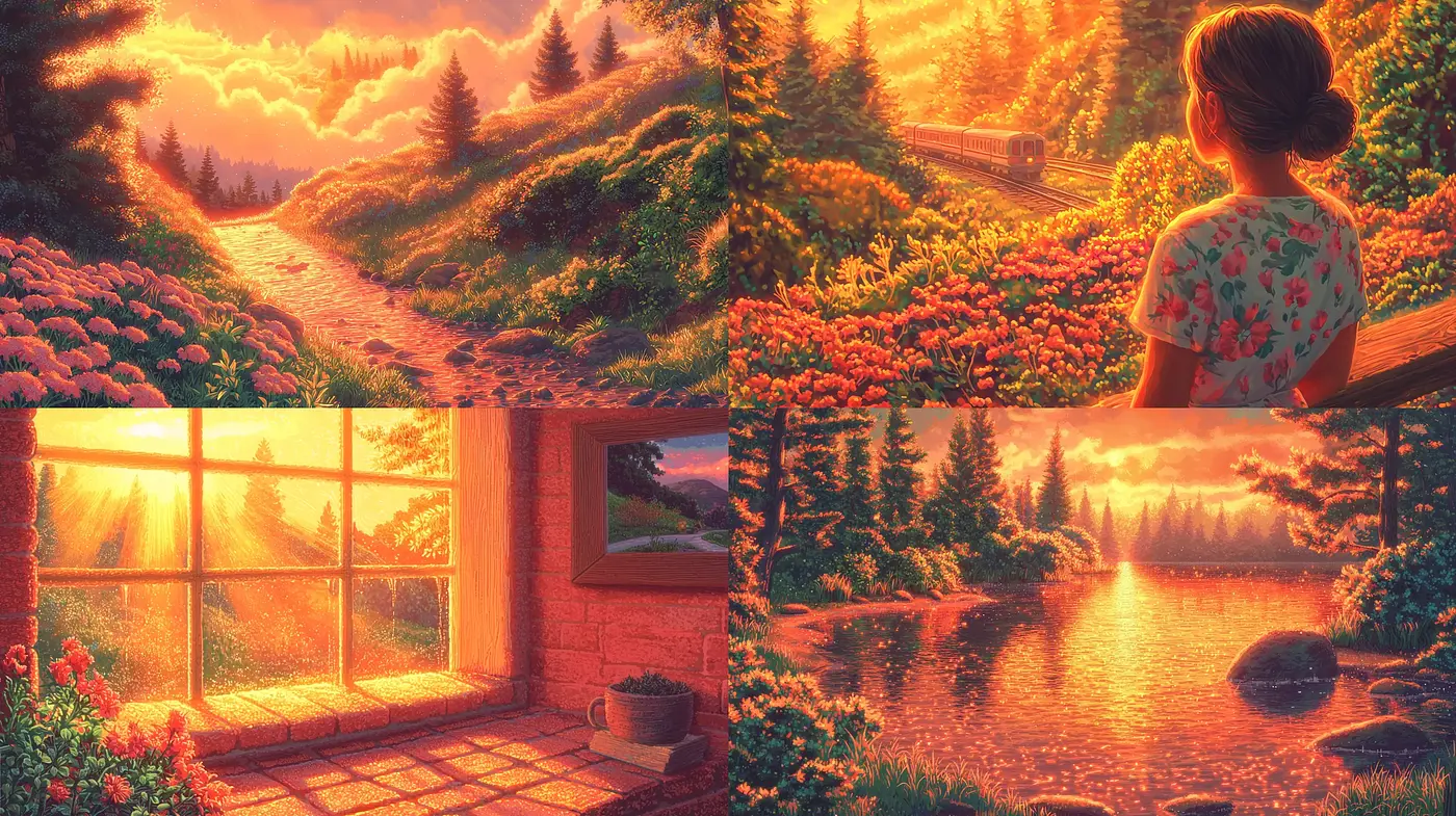 Luminous Twilight Serenade in a Pastoral Dreamscape - Midjourney sref style