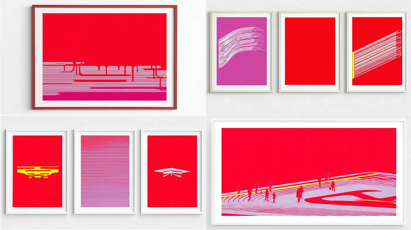 Bold and Minimalist Vibrant Art with Geometric Elements - Midjourney sref style
