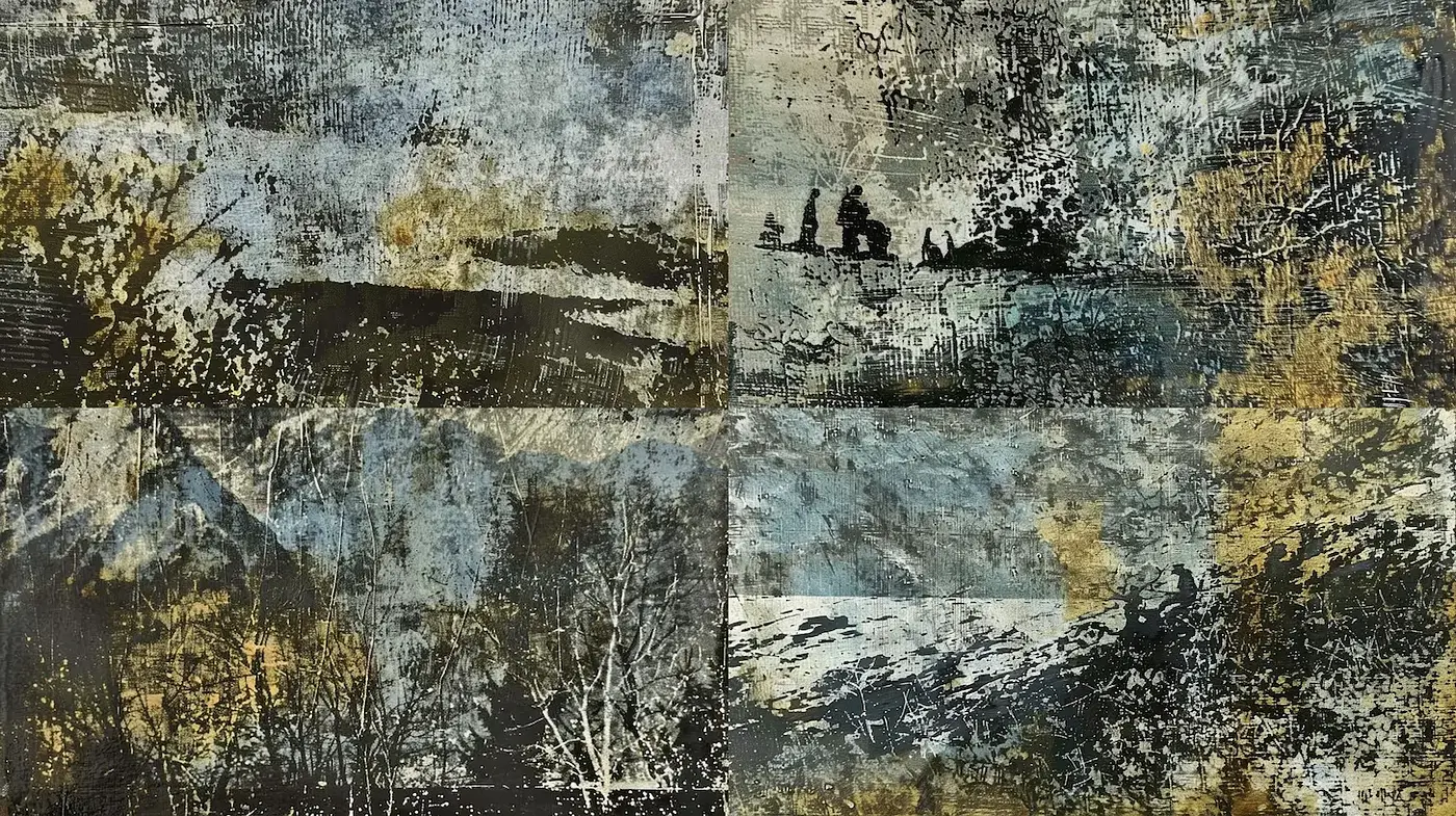 Textured Landscape Art with a Gritty Atmosphere - Midjourney sref style
