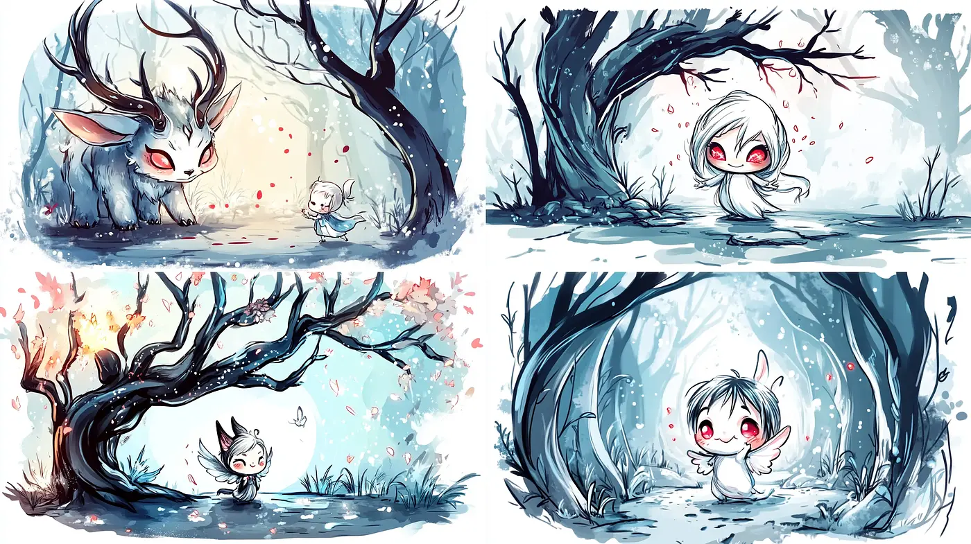 Enchanted Whimsical Forests with Mysterious Creatures - Midjourney sref style